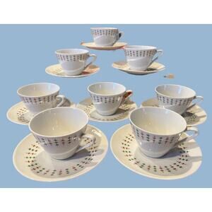 Vtg MCM Winterling Marktleuthen Bavaria Germany 8 Tea Cups Saucers Retro Modern